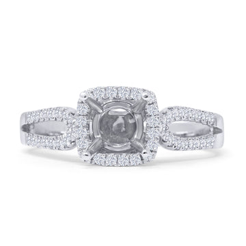 Cushion Halo Split Shank Diamond Ring